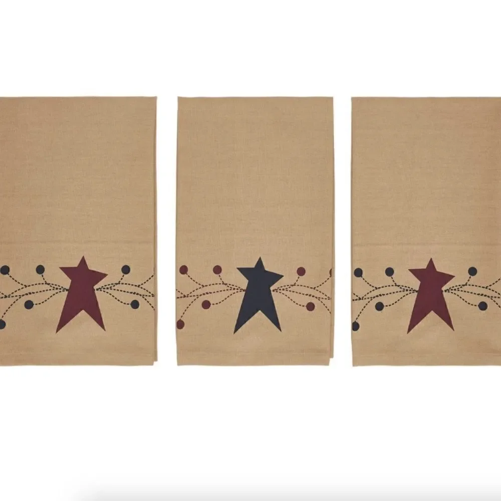 Farmhouse Pip Vinestar Cotton Tea Towel Set Primitive Star Country Cottagecore